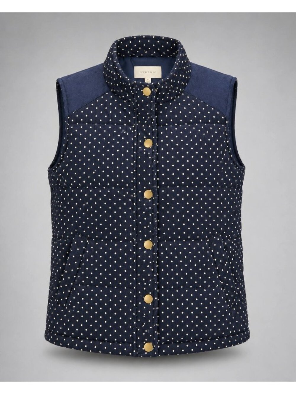 Skies Are Blue Womens XS Vest Navy Polka Dot Puffer Outdoor Hiking Jacket